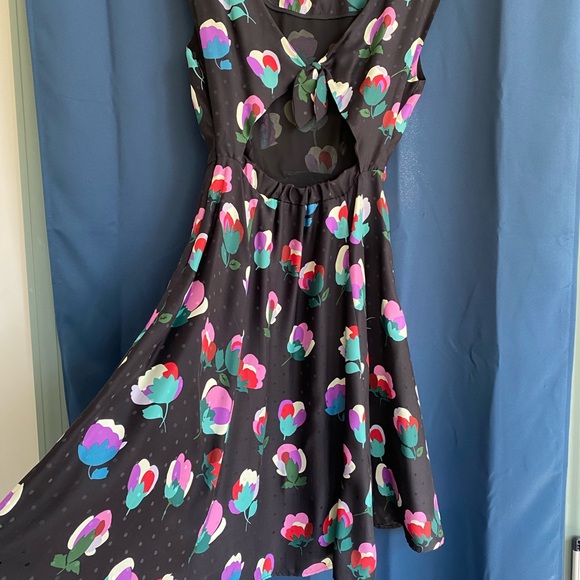 Anthropologie Corey Lynn Calter Silk Floral Dress In Black Floral Size 4 - Picture 2 of 6